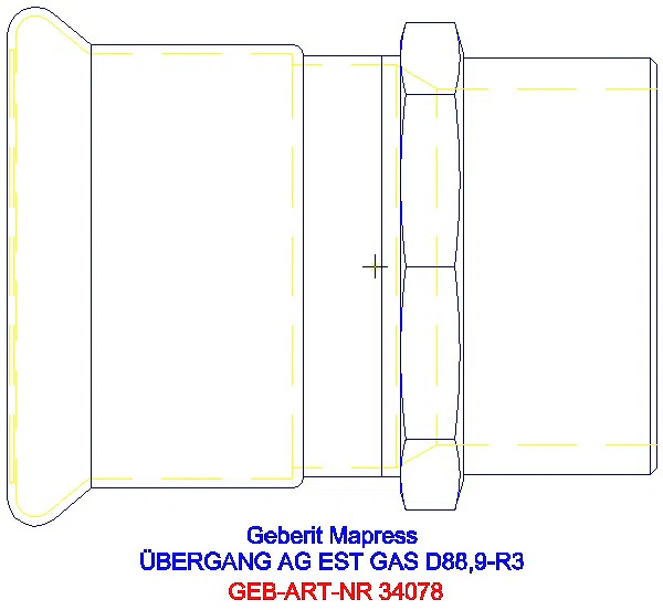 GE Mapress Edelstahl Übergang mit AG (Gas) d88.9-R3_34078_A