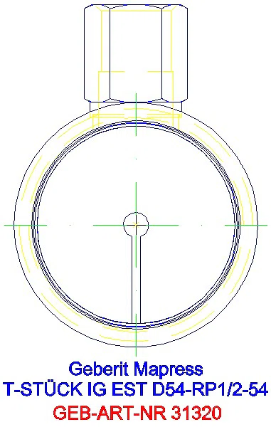 GE Mapress Edelstahl T-Stück mit IG d54-Rp1/2-54_31320_L