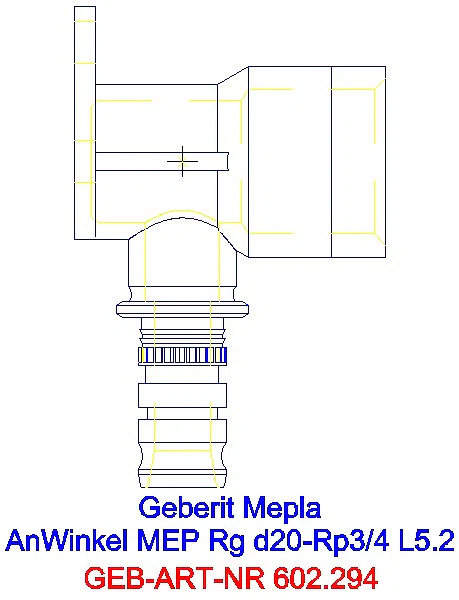 GE Mepla Anschlusswinkel 90Gr Rg d20-Rp3/4 L:52mm_602.294.00.5_L