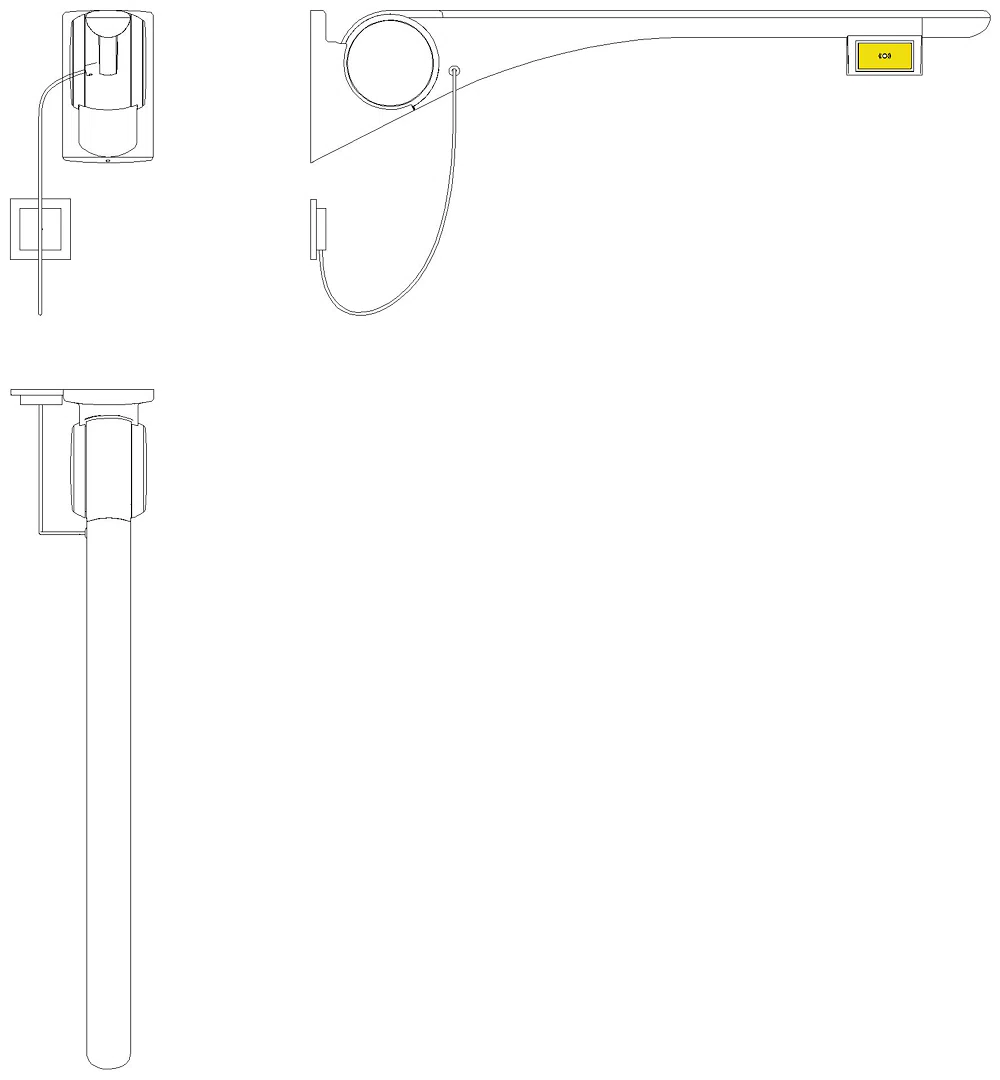 HEWI Stützklappgriff Basic,900 mm,links Funktaste(E-Ausf.) weiß hgl-wem