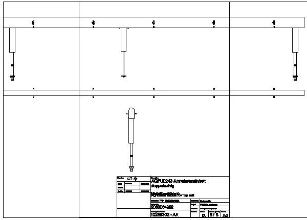 Armatureneinh., Edst., doppelreihig, 10 Waschplätze, 4000 mm, Wasserans un., AQFU0243