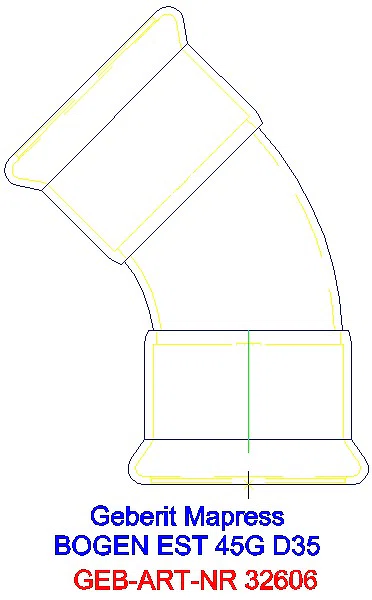 GE Mapress Edelstahl Bogen 45Gr d35_32606_A