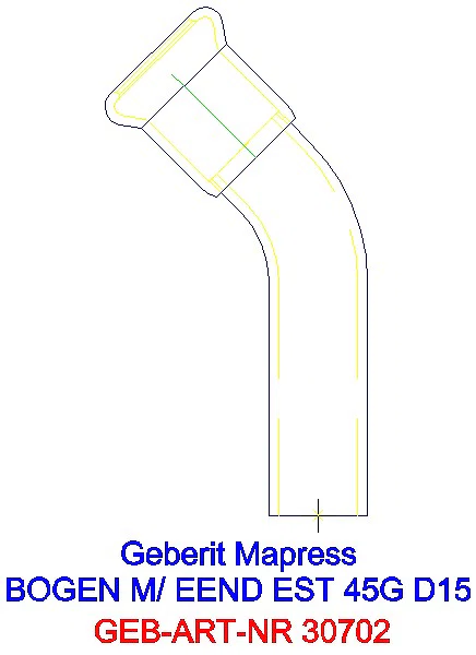 GE Mapress Edelstahl Bogen 45Gr d15 mit Einschubende_30702_A