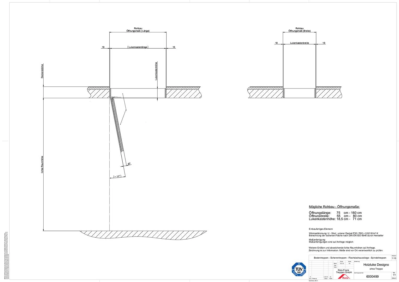 Holzluke Designo ohne Treppe