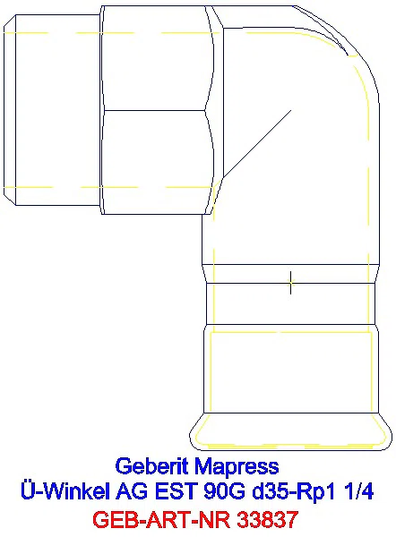 GE Mapress Edelstahl Übergangswinkel 90Gr mit AG d35-R1 1/4_33837_A