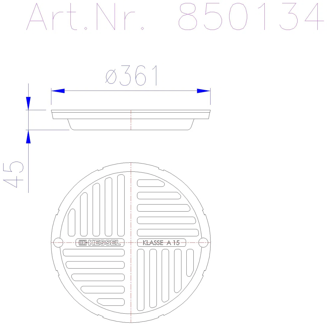 KESSEL-Einlegerost Schlitzrost rund, d: 362 mm, Kunststoff