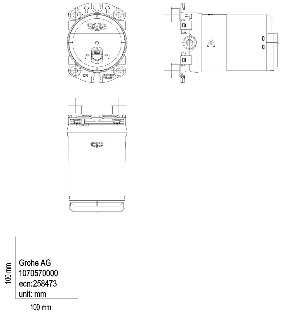 GROHE UP-Einbaukörper Rainshower Aqua 107058 9,5l für 2-Strahl Kopfbrausen