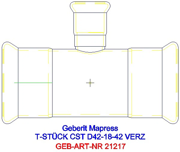 GE Mapress C-Stahl T-Stück reduziert d42-18-42 verzinkt_21217_A