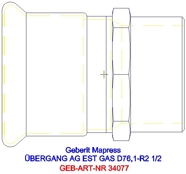 GE Mapress Edelstahl Übergang mit AG (Gas) d76.1-R2 1/2_34077_A