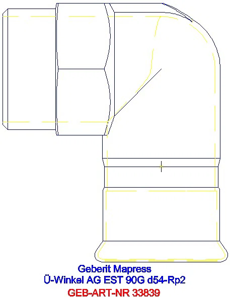 GE Mapress Edelstahl Übergangswinkel 90Gr mit AG d54-R2_33839_A