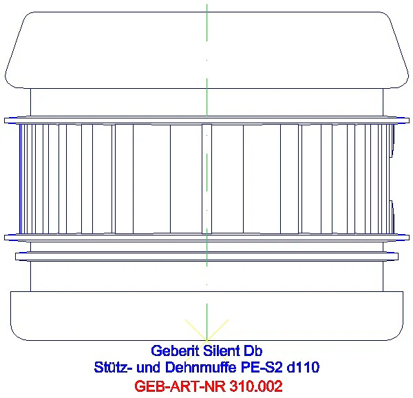GE Silent-db20 Stütz- und Dehnmuffe d110 Dehnungskompensation und Auszugsicherung_310.002.14.1_L