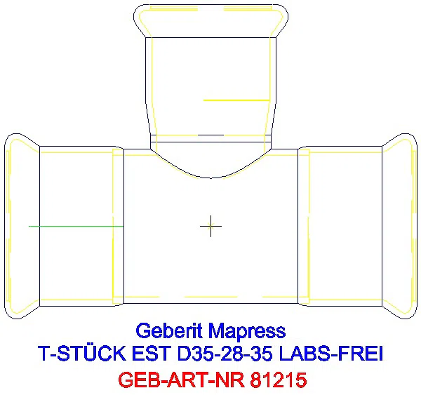 GE Mapress Edelstahl T-Stück reduziert (LABS-frei) d35-28-35_81215_A