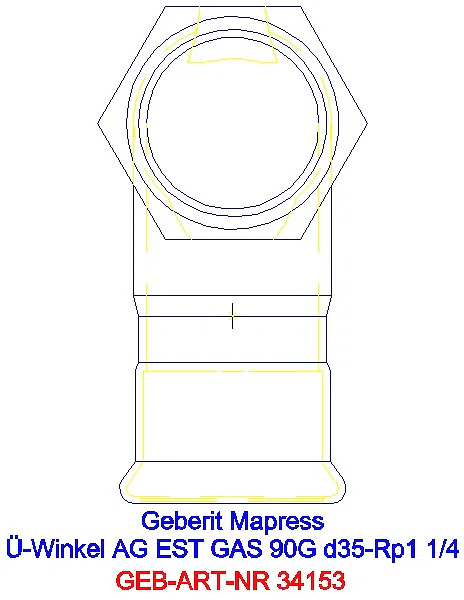 GE Mapress Edelstahl Übergangswinkel 90Gr mit AG (Gas) d35-R1 1/4_34153_L