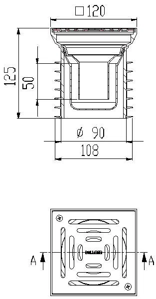 DALLMER Bodenablauf Pronto K, verschraubt, DN 100, 120 x 120 mm