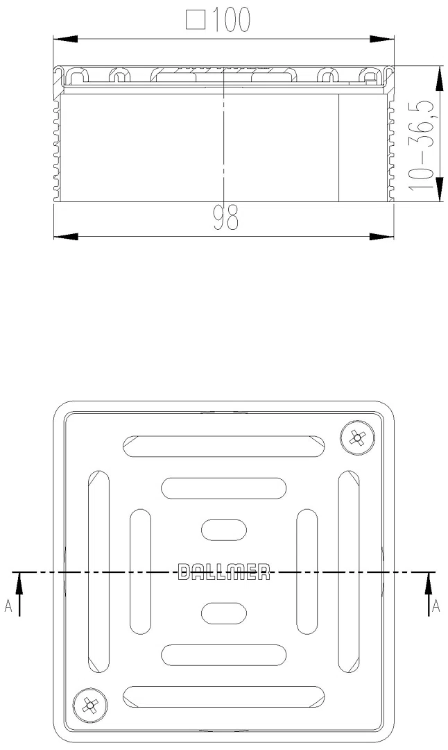DALLMER Aufsatz DallDrain Select Rost verschraubt, 100 x 100 mm