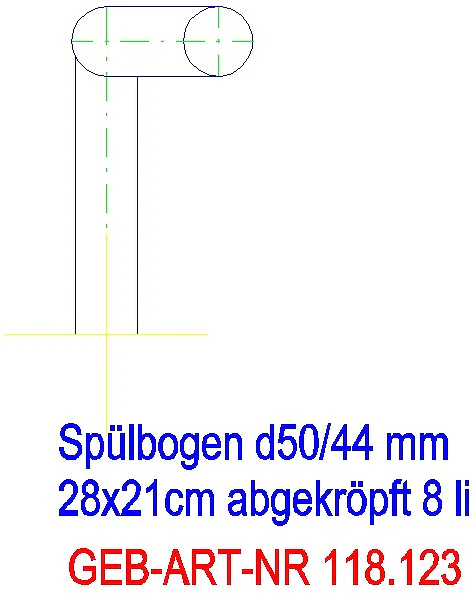 GE Spülbogen 90Gr 28x21 cm links gekröpft 8 cm weiß-alpin d50/44_118.123.11.1_G
