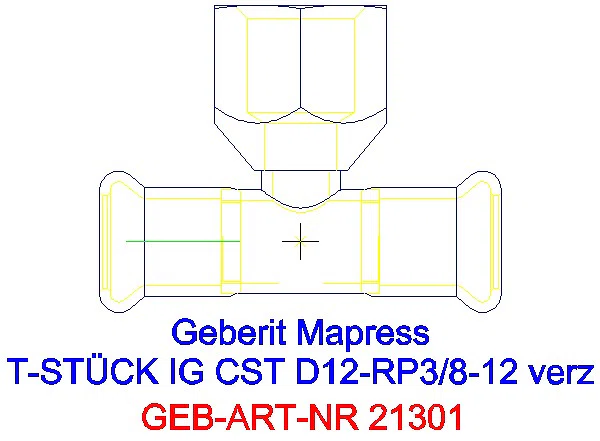 GE Mapress C-Stahl T-Stück mit IG d12-Rp3/8-12 verzinkt_21301_A