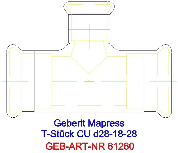 GE Mapress Kupfer T-Stück reduziert d28-18-28_61260_A