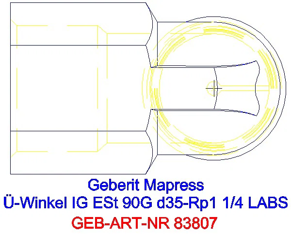 GE Mapress Edelstahl Übergangswinkel 90Gr mit IG (LABS-frei) d35-Rp1 1/4_83807_G