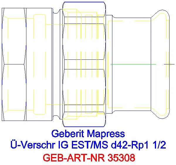 GE Mapress Edelstahl Übergangsverschr. mit IG d42-Rp1 1/2_35308_G