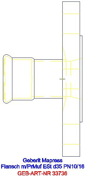 GE Mapress Edelstahl Flansch PN 10/16 mit Pressmuffe d35_33736_A