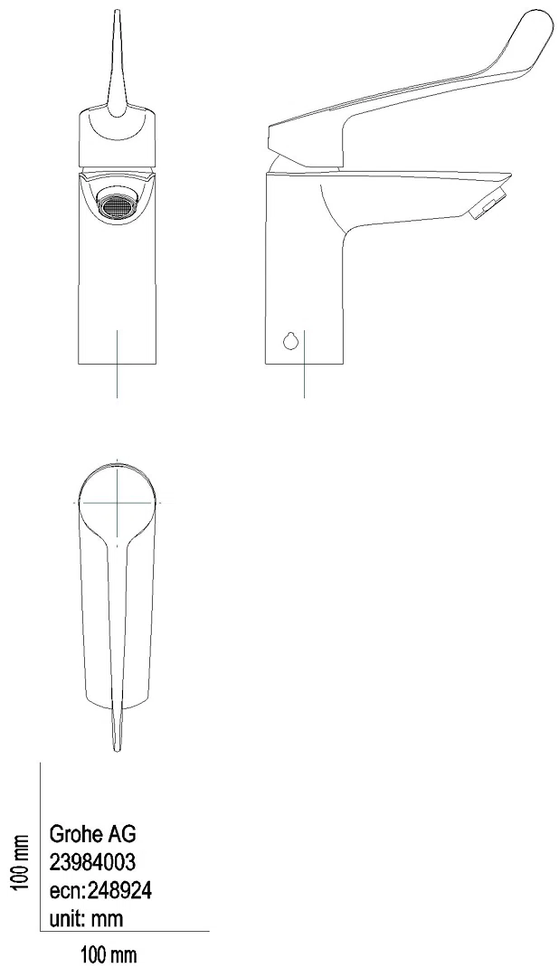 GROHE EH-WT-Batterie Eurosmart 23984_3 S-Size Verbrühschutz langer Hebel chrom