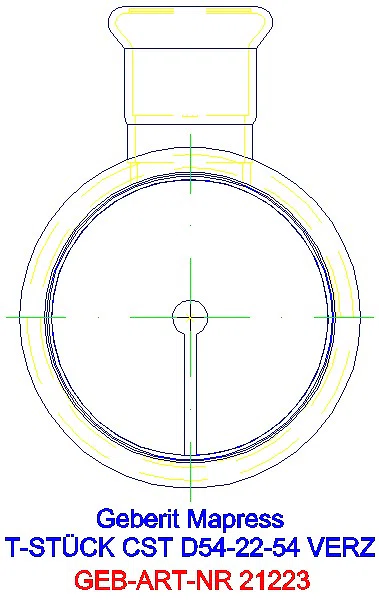 GE Mapress C-Stahl T-Stück reduziert d54-22-54 verzinkt_21223_L