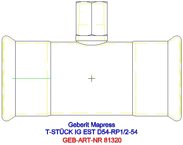 GE Mapress Edelstahl T-Stück mit IG (LABS-frei) d54-Rp1/2-54_81320_A