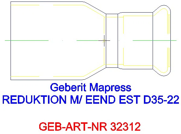 GE Mapress Edelstahl Reduktion mit Einschubende d35-22_32312_L