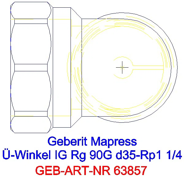 GE Mapress Kupfer Übergangswinkel 90Gr mit IG Rg d35-Rp1 1/4_63857_G