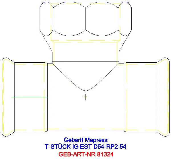 GE Mapress Edelstahl T-Stück mit IG (LABS-frei) d54-Rp2-54_81324_A