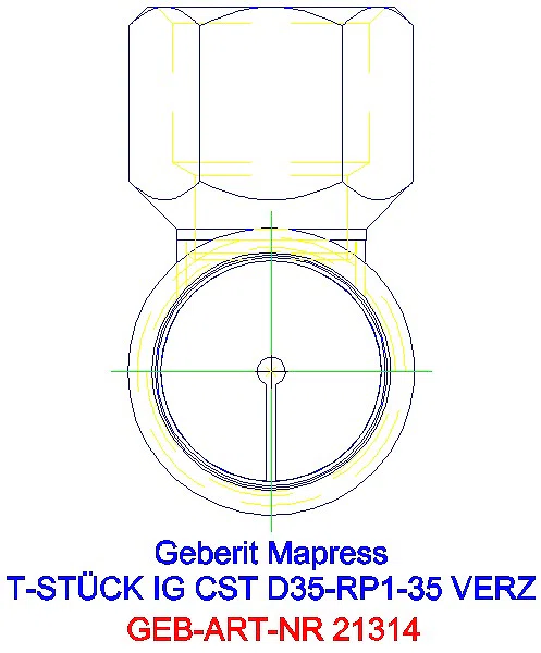 GE Mapress C-Stahl T-Stück mit IG d35-Rp1-35 verzinkt_21314_L