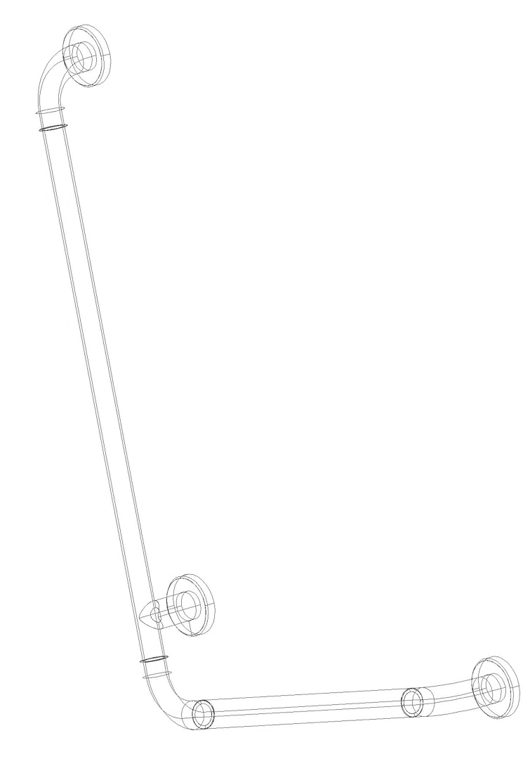 HEWI Winkelgriff Ser 801, matt, d:33, AM:750mm, W:500mm anthrazgr