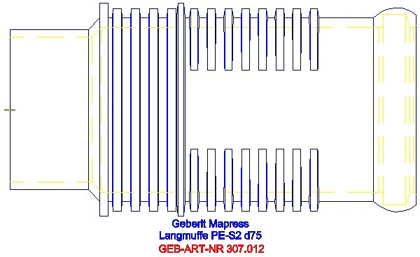 GE Silent-db20 Langmuffe mit Doppelbund d75_307.012.14.1_L