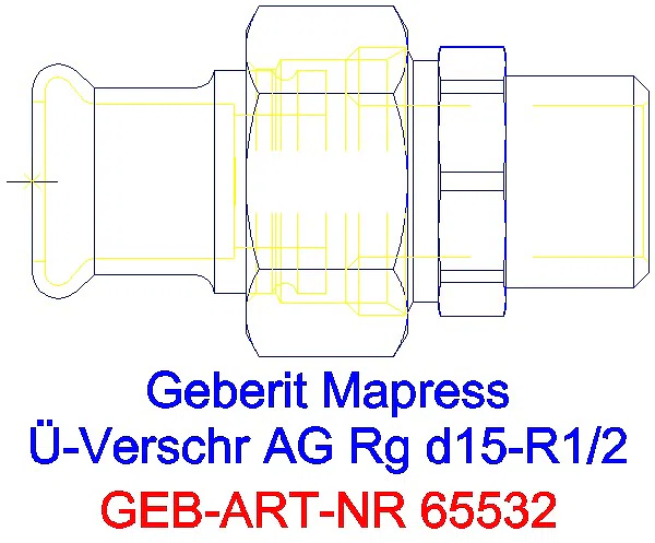 GE Mapress Kupfer Übergangsverschraubung mit AG Rg d15-R1/2_65532_A