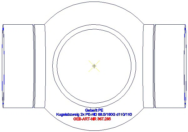 GE PE Kugelabzweig 88,5Gr zweifach Anschlüsse 180Gr versetzt d110/110_367.285.16.1_G