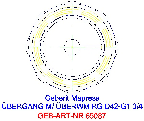 GE Mapress Kupfer Übergang mit Überwurfmutter Rg d42-G1 3/4_65087_L