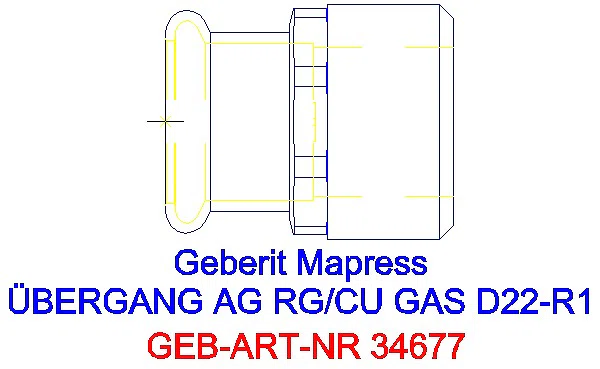 GE Mapress Kupfer Übergang mit AG (Gas) Rg d22-R1_34677_G