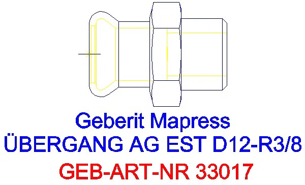 GE Mapress Edelstahl Übergang mit AG d12-R3/8_33017_G
