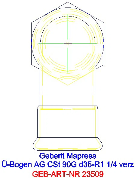 GE Mapress C-Stahl Übergangsbogen 90Gr mit AG d35-R1 1/4 verzinkt_23509_G