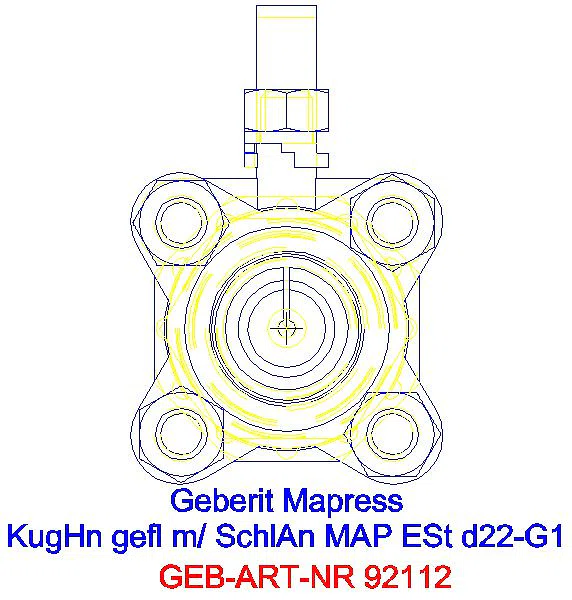 GE Mapress Kugelhahn NPW, mit Bet.-Hebel und Schlauchanschluss geflanscht d22_92112_L