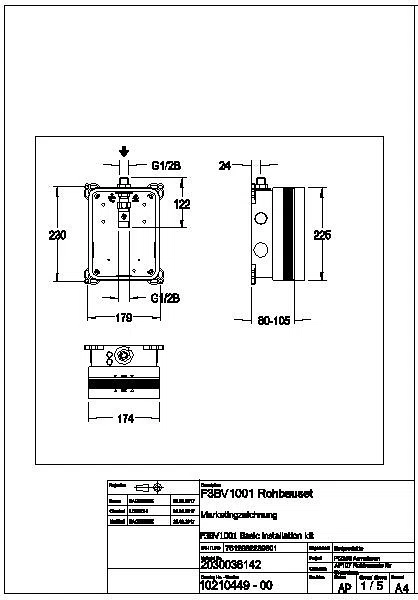 Rohbauset, F3, Systembox R3, waschen, Kalt- oder vorgemisches Warmwasser, F3BV1001