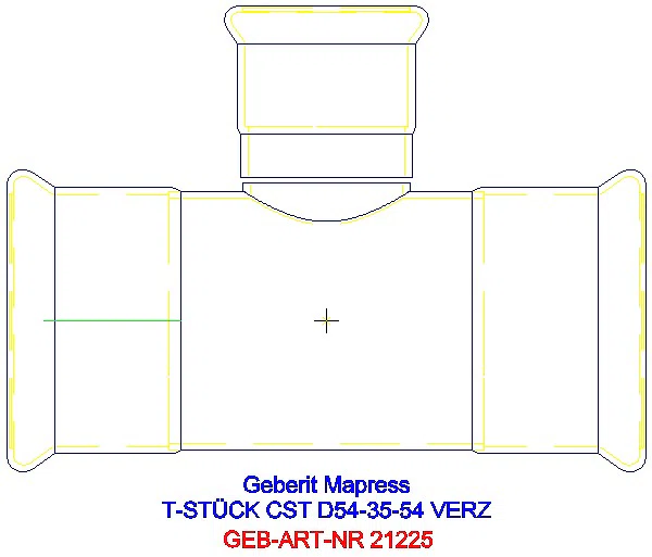 GE Mapress C-Stahl T-Stück reduziert d54-35-54 verzinkt_21225_A