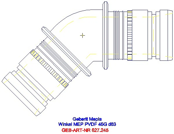 GE Mepla Winkel PVDF 45Gr d63_627.245.00.5_L
