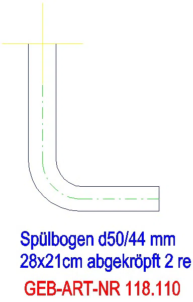 GE Spülbogen 90Gr 28x21 cm rechts gekröpft 2 cm weiß-alpin d50/44_118.110.11.1_L