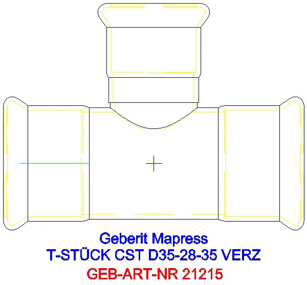GE Mapress C-Stahl T-Stück reduziert d35-28-35 verzinkt_21215_A