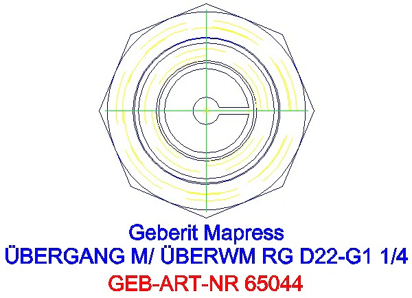 GE Mapress Kupfer Übergang mit Überwurfmutter Rg d22-G1 1/4_65044_L