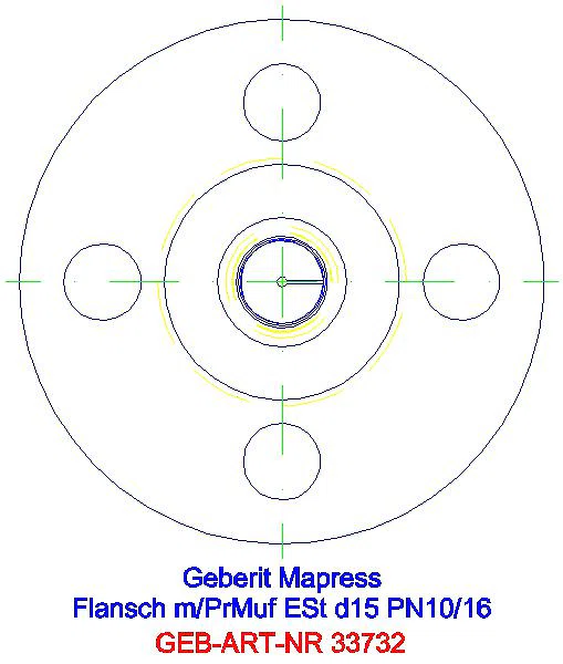 GE Mapress Edelstahl Flansch PN 10/16 mit Pressmuffe d15_33732_L