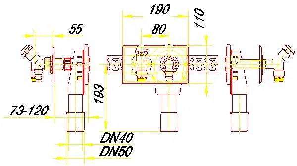 DALLMER Wandeinbau-Waschgeräte-Siphon 406, DN 40/DN 50