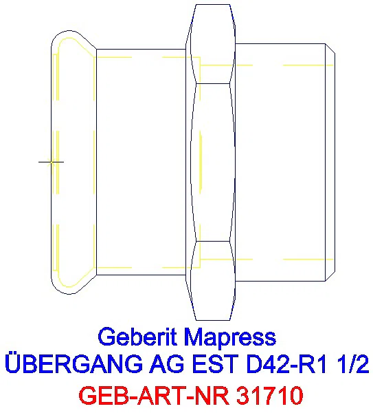 GE Mapress Edelstahl Übergang mit AG d42-R1 1/2_31710_G